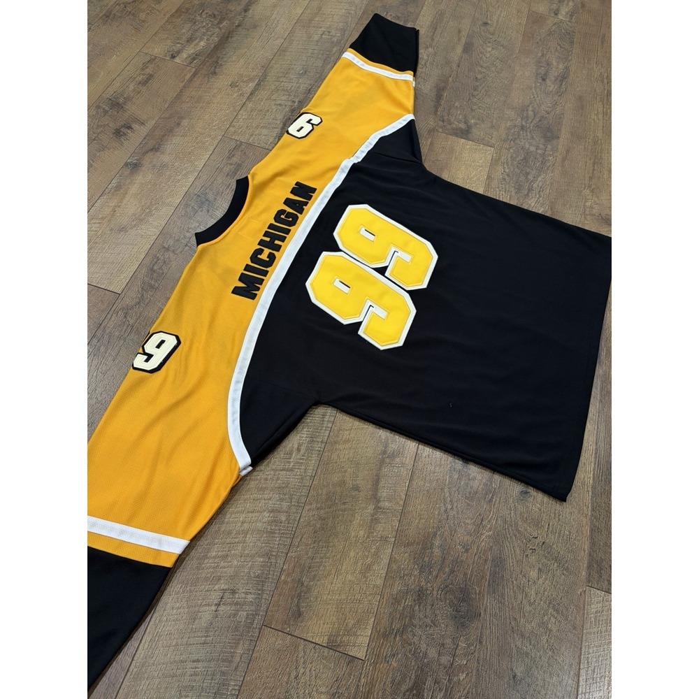 Vintage 90s Michigan Stitched Hockey‎ Jersey XXL Black Yellow Big Land - Picture 6 of 9